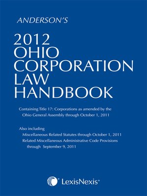 cover image of Anderson's 2012 Ohio Corporation Law Handbook